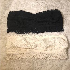 AE Aerie Black & Cream Eyelet Lace Bandeaus